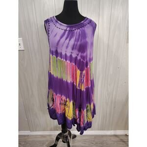Women's Hippie Retro Vibrant Tank Dress Free Size Festival India Boutique